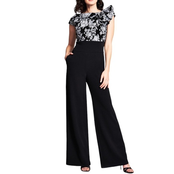 New Women’s Tadashi Shoji Aiko Jacquard Jumpsuit Size 12 - Picture 1 of 12